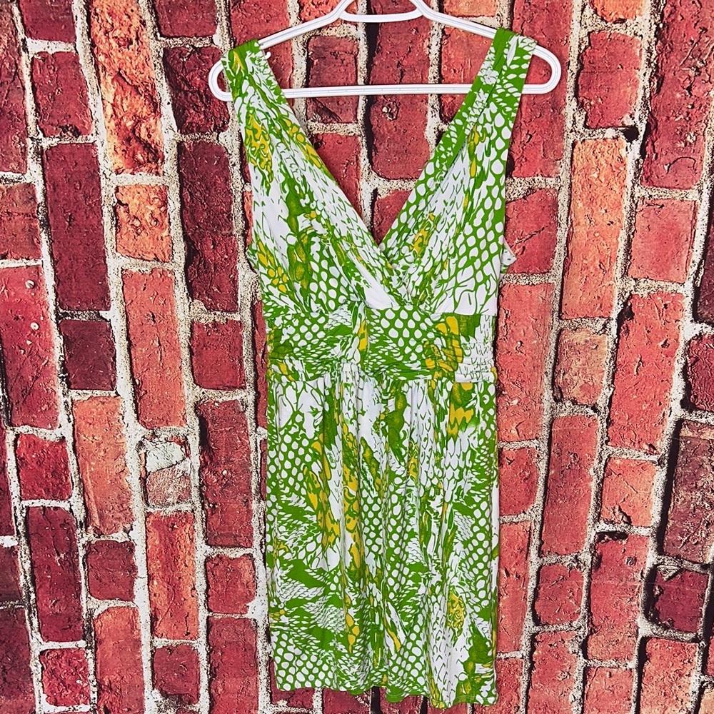 Hale Bob Green Yellow Abstract women Dress Size Medium